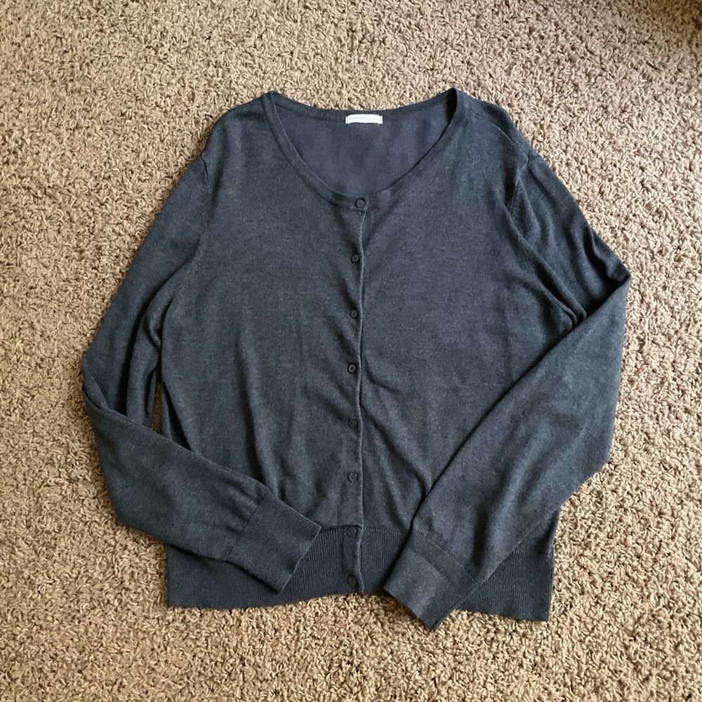 Gray/Grey Button Down Long Sleeved Light Cardigan Sweater, Women’s XL